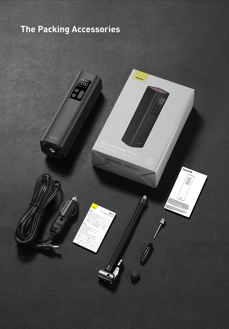 Baseus Mini Car Air Compressor 12V 150PSI Portable Car Tire Inflator