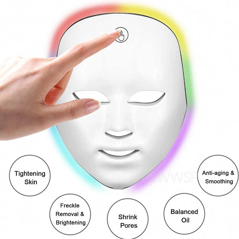 7 Colors LED Facial Mask Photon Therapy Face Skin Care Mask