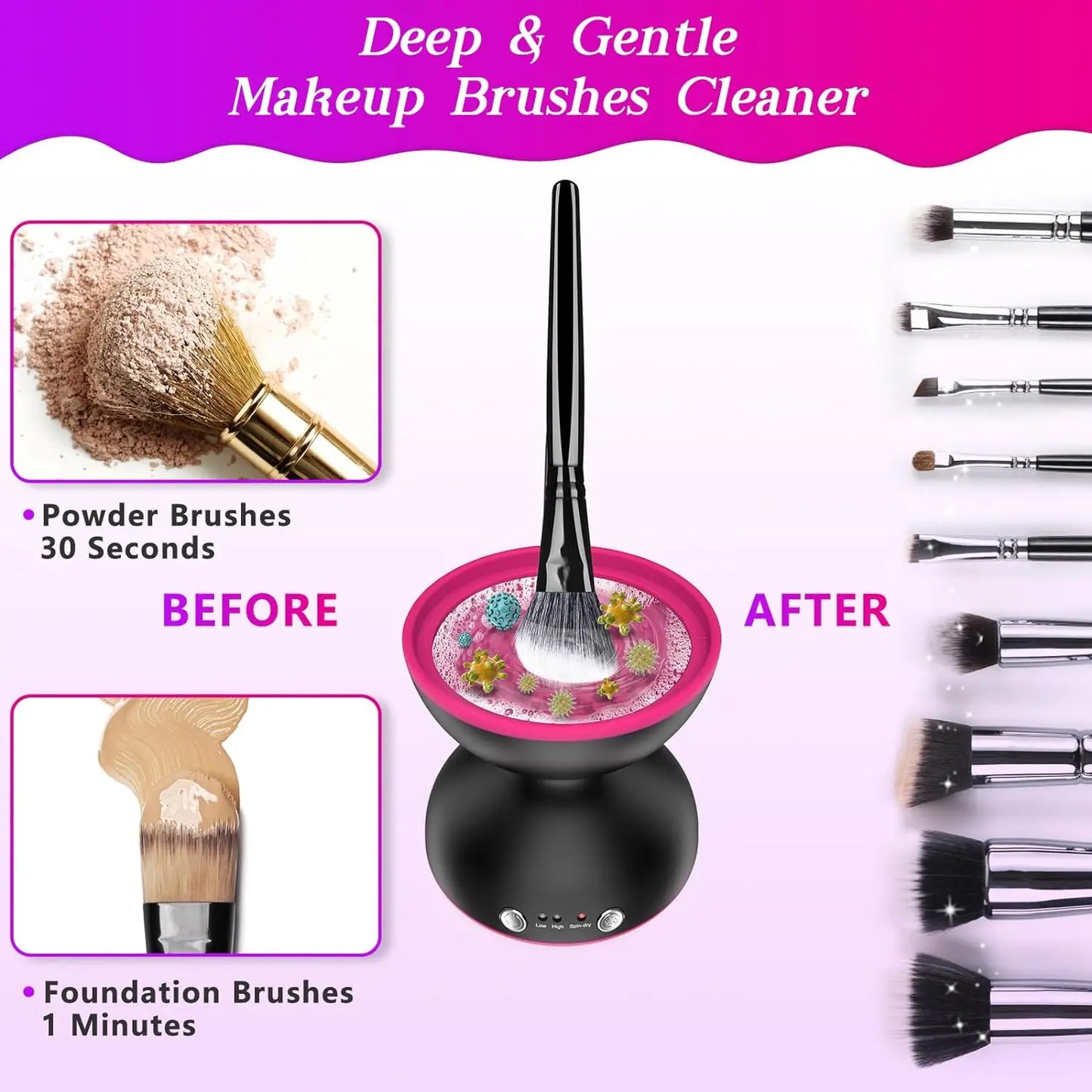 Two Gears Speed Makeup Brush Cleaner Machine,