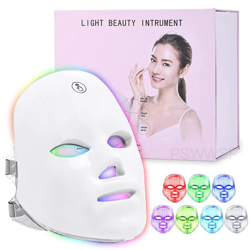 7 Colors LED Facial Mask Photon Therapy Face Skin Care Mask