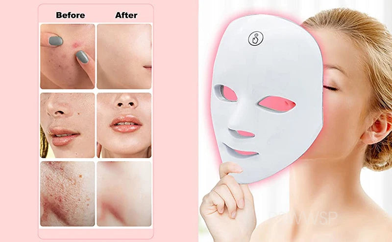 7 Colors LED Facial Mask Photon Therapy Face Skin Care Mask