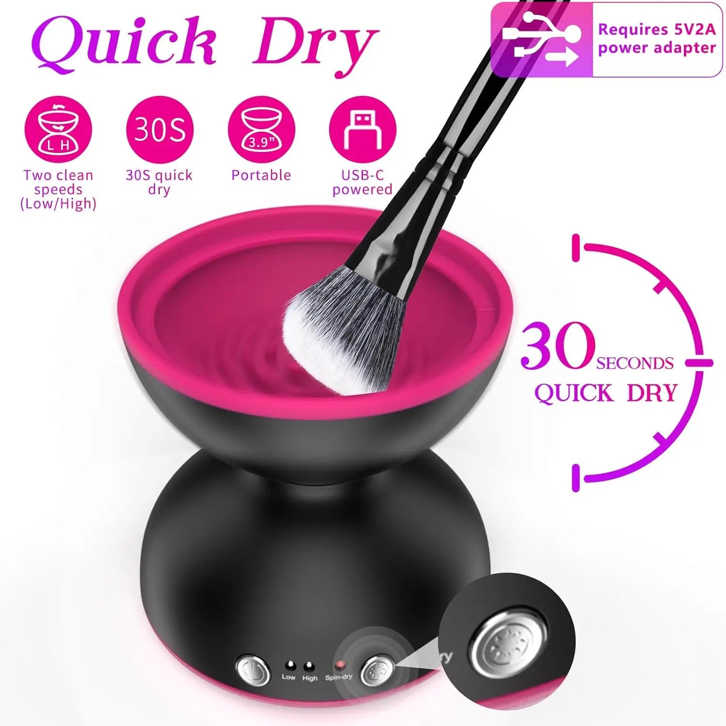 Two Gears Speed Makeup Brush Cleaner Machine,
