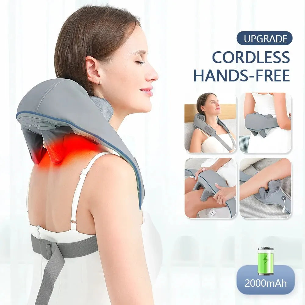 Prime Lifestyle Hub™ -Wireless Neck and Back Massager with Heat and Vibration