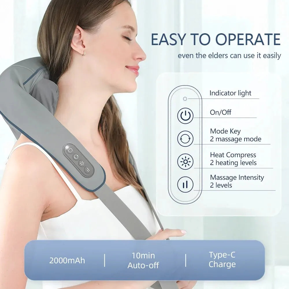 Prime Lifestyle Hub™ -Wireless Neck and Back Massager with Heat and Vibration